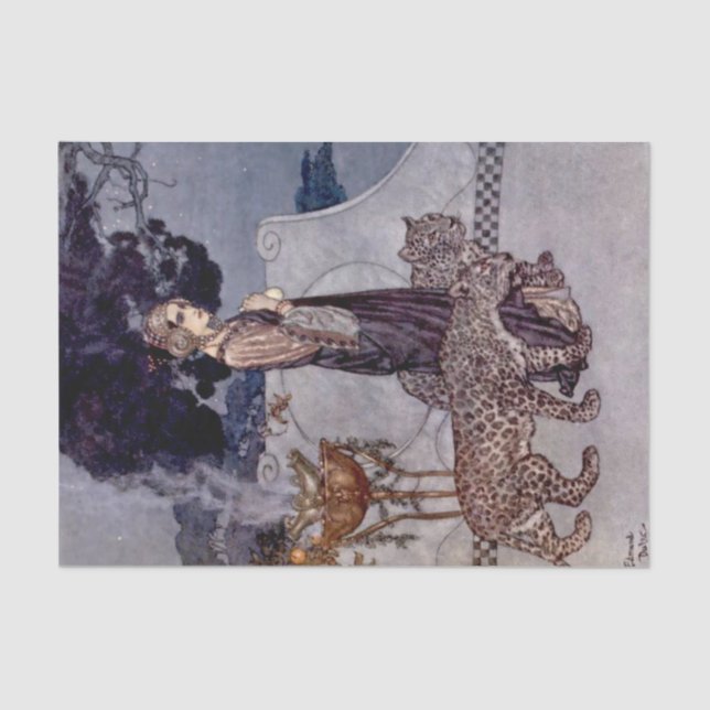 Papel De Seda "Círculo con leopardos" por Edmund Dulac (Anverso)