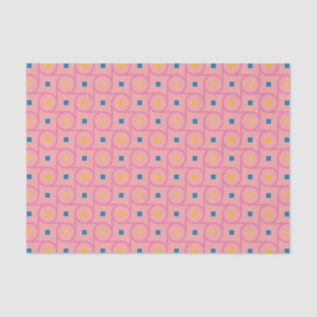 Papel De Seda Círculo de entrelazado rosado moderno de mediados  (Anverso)