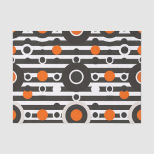 Papel De Seda Círculo de franja retro naranja negro