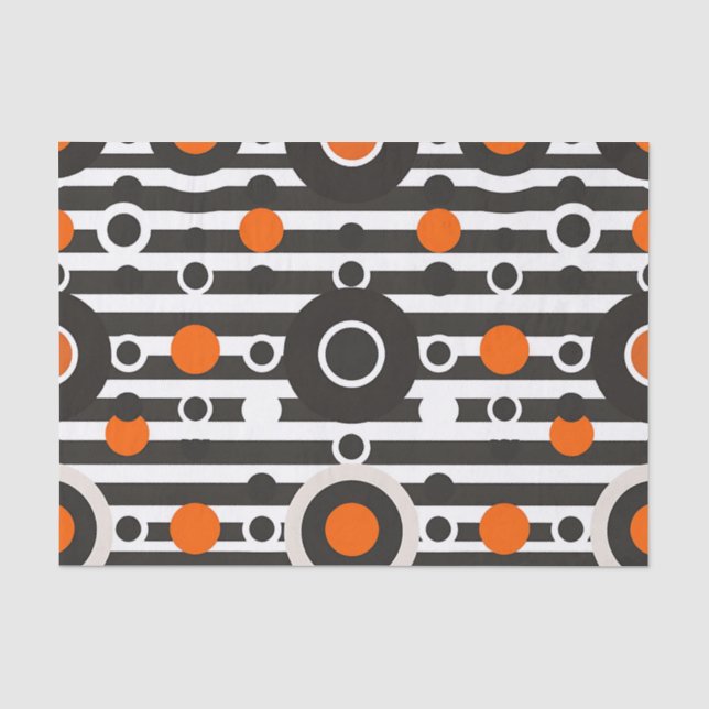 Papel De Seda Círculo de franja retro naranja negro (Anverso)