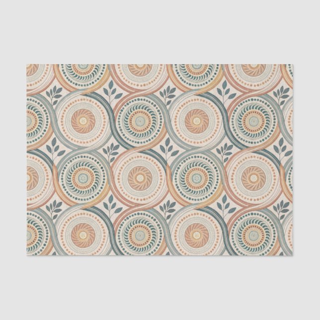 Papel De Seda Círculo Espiritual Boho Mandala y Arte de Hoja Bot (Anverso)