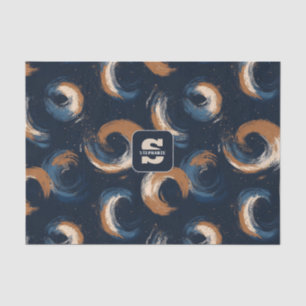 Papel De Seda Círculo giratorio azul y marrón sobre fondo oscuro