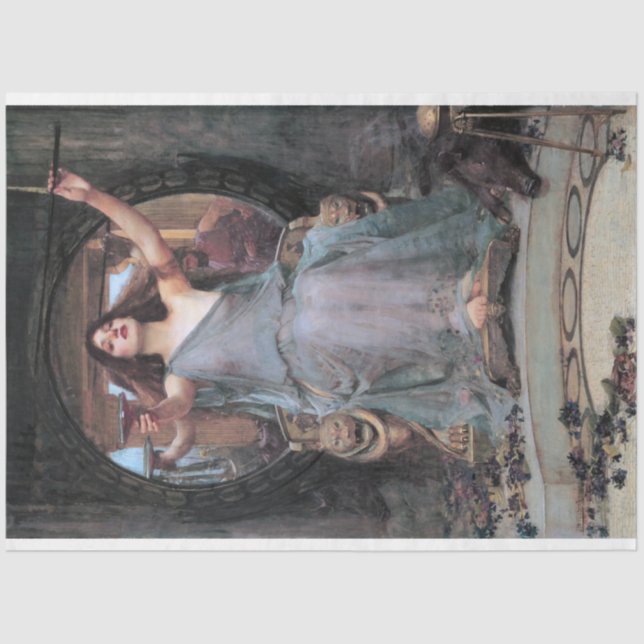 Papel De Seda Círculo ofreciendo la copa a Odysseus, Waterhouse (Anverso)