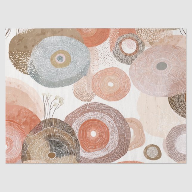 Papel De Seda Círculos abstractos boho terrosos | Diseño orgánic (Anverso)