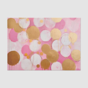 Papel De Seda Círculos Abstractos Decoupage Rosa y Dorado