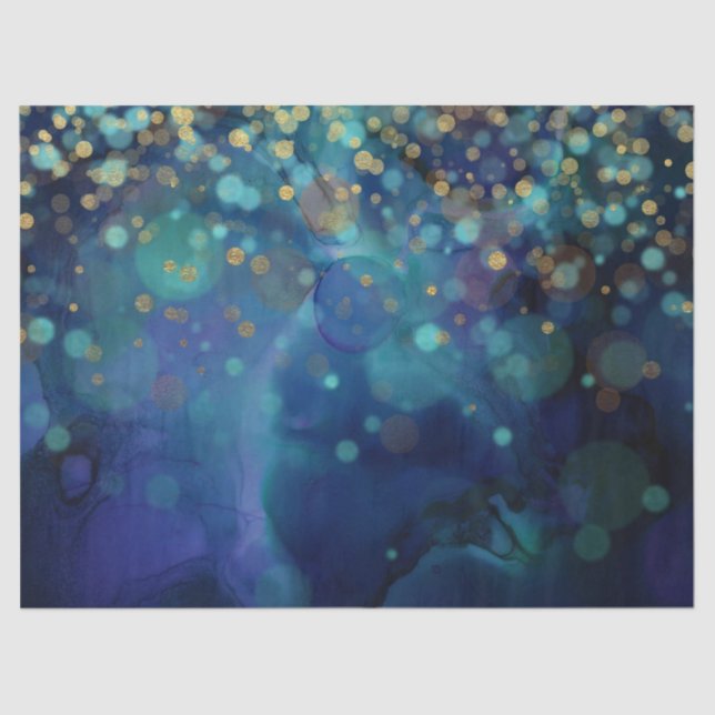 Papel De Seda Círculos abstractos y puntos dorados en la página  (Anverso)