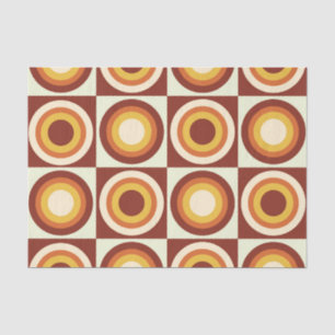 Papel De Seda Círculos amarillos naranja de mediados de siglo en