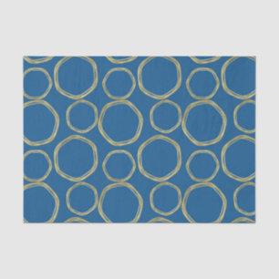 Papel De Seda Círculos Dorados y Azul Brillante Moderno y Tenden
