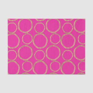Papel De Seda Círculos dorados y rosa caliente Brillante Moderno