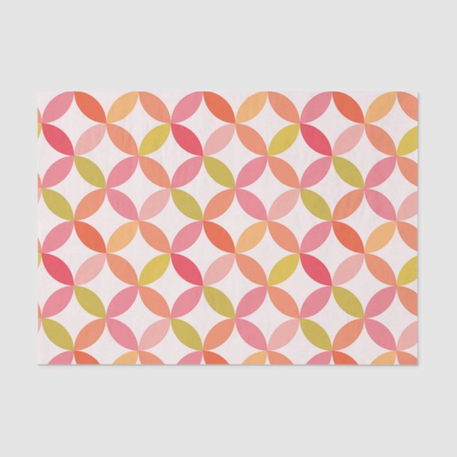 Papel De Seda Círculos naranjas rojos modernos de mediados de si (Anverso)