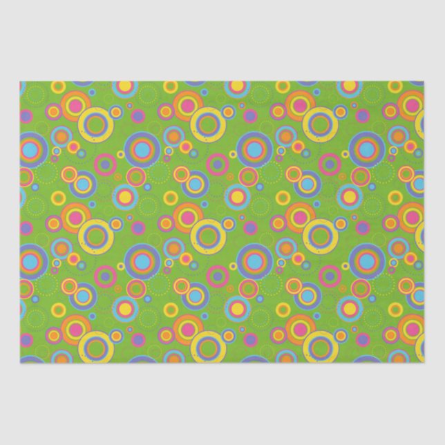 Papel De Seda Círculos retro de sangre verde (Anverso)