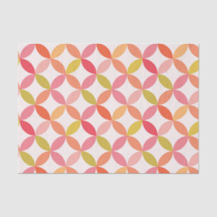 Papel De Seda Círculos rosa rojo naranja de mediados de siglo mo