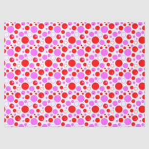 Papel De Seda Círculos y lunares retro rosados y rojos