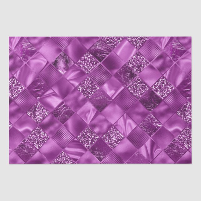 Papel De Seda Ciruela elegante con brillo de diamante en patrón  (Anverso)