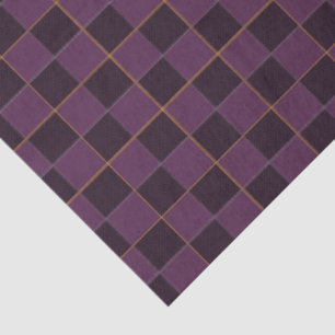 Papel De Seda Ciruela elegante y oro a cuadros