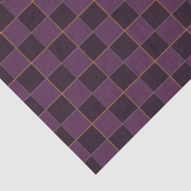 Papel De Seda Ciruela elegante y oro a cuadros (Detalle)