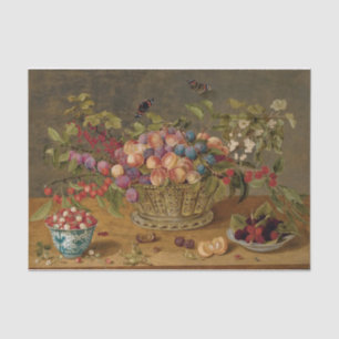 Papel De Seda Ciruelas, albaricoques, cerezas y grosellas en una