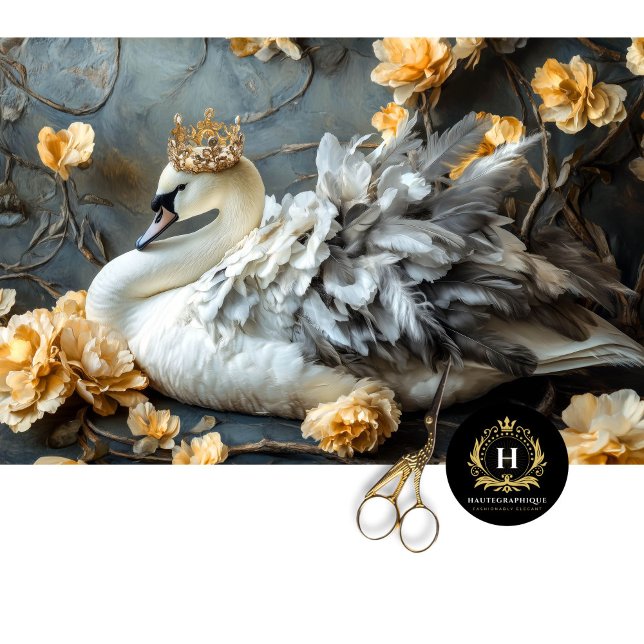Papel De Seda Cisne Blanco Real Corona Dorada Decoupage (Subido por el creador)