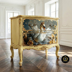 Papel De Seda Cisne de coronado dorado con desenlace de flores a