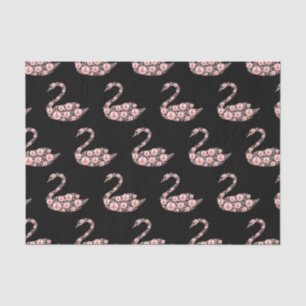 Papel De Seda Cisne de perla rosa elegante sobre fondo negro