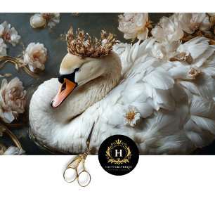 Papel De Seda Cisne dorado con decoraciones florals