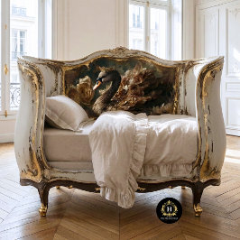 Papel De Seda Cisne dorado con deformación de coronas y flores d