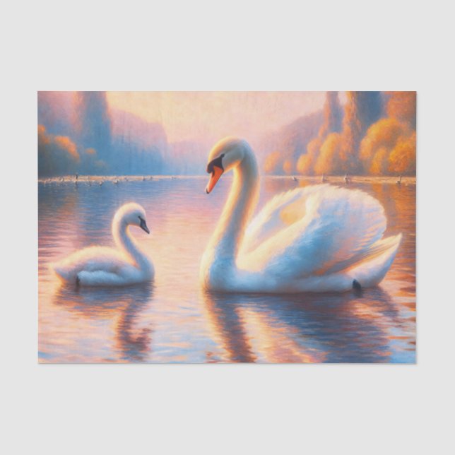 Papel De Seda Cisne y Cisne Decoupage (Anverso)