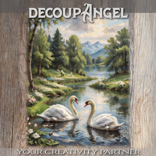 Papel De Seda Cisnes a la orilla del lago - Desnudar - (Subido por el creador)