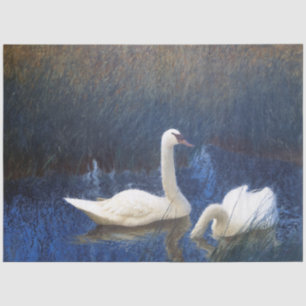 Papel De Seda Cisnes en juncos, Bruno Liljefors