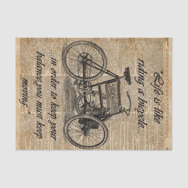 Papel De Seda Cita de la bicicleta del arte del diccionario del (Anverso)