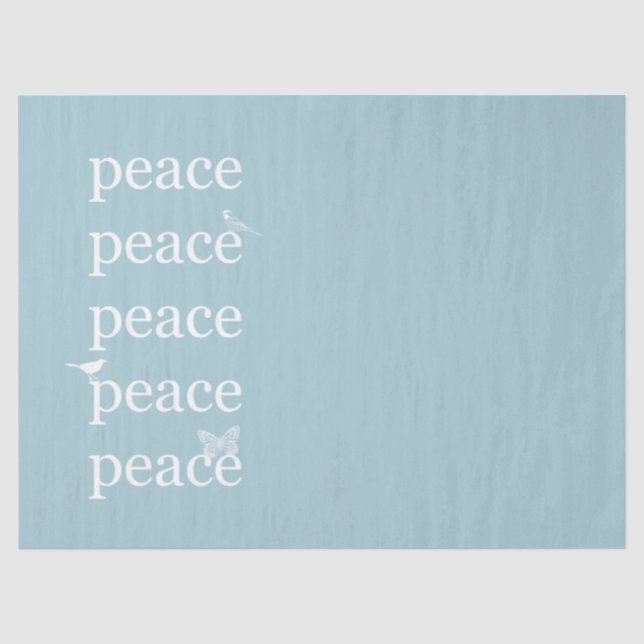 Papel De Seda Cita inspiradora de Paz Azul Blanco (Anverso)