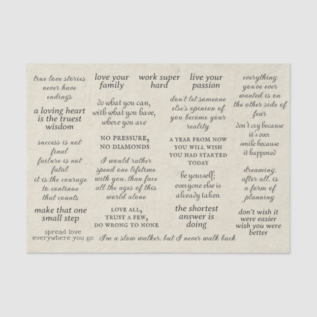 Papel De Seda Citas motivacionales de tipografía de época (Anverso)