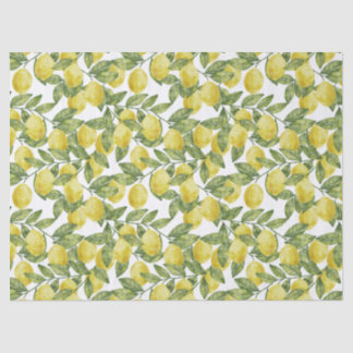 Papel De Seda Cítricos amarillos limones acuarelas con hojas ver