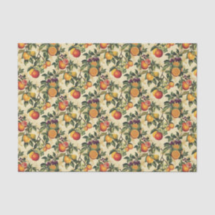 Papel De Seda Cítricos Mediterráneos Vintage Naranjas Uvas Verde