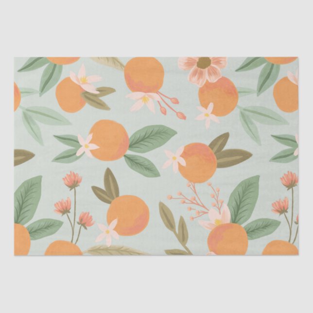 Papel De Seda Citrus Tropical Floral Mint Green (Anverso)