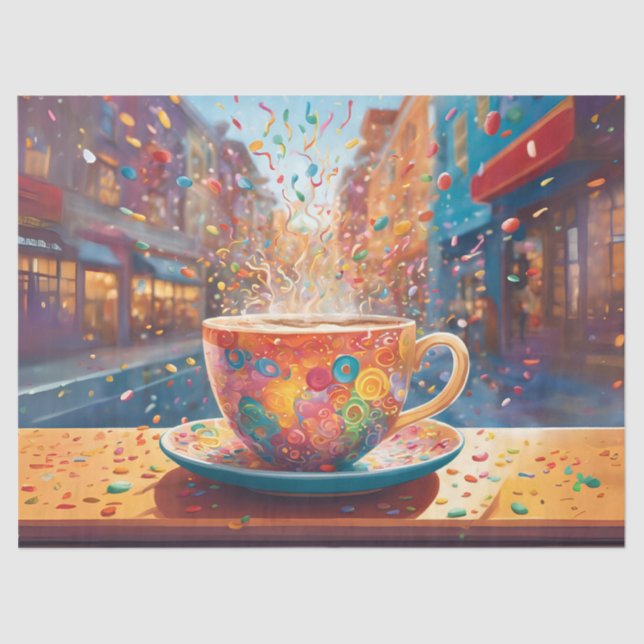 Papel De Seda Cityscape Coffee Whimsy (Anverso)
