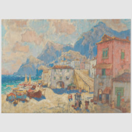 Papel De Seda Ciudad costera de España (Paisaje español vintage)