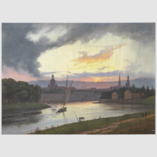 Papel De Seda Ciudad de Dresden al atardecer (Paisaje alemán)