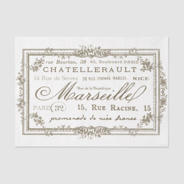 Papel De Seda Ciudad francesa nombra a la sonda floral de Rosa d (Anverso)