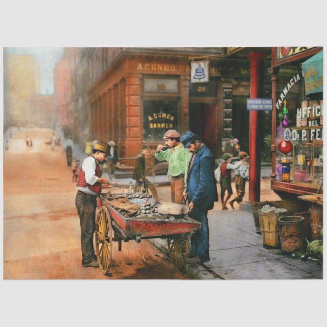 Papel De Seda Ciudad - Little Italy NY - Mussel Man 1900 (Anverso)