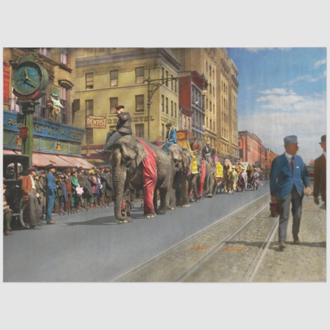 Papel De Seda Ciudad - NY - El circo llega a la ciudad en 1920 (Anverso)