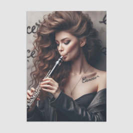 Papel De Seda Clarinet Decoupage de un músico de cáncer zodiaco