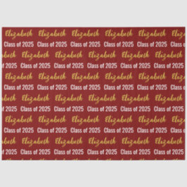 Papel De Seda Clase de 2025 Nombre del graduado Oro Blanco Rojo