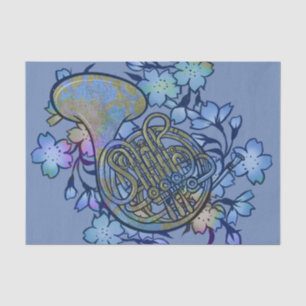 Papel De Seda Clase de banda de flores azules de trompa