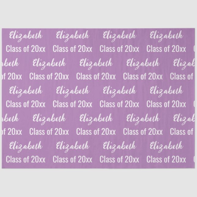 Papel De Seda Clase de Lavanda de Nombre de Graduado 2025 y Blan (Anverso)