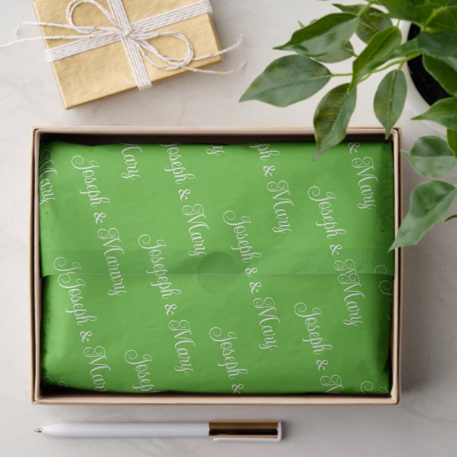 Papel De Seda Clásico Clubhouse Verde Kelly Fresco Blanco Script (Regalo )
