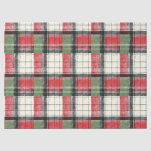 Papel De Seda Clásico cuadros verde y rojo desgastado