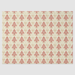 Papel De Seda Clásico Damask Rojo Verde Beige Vintage