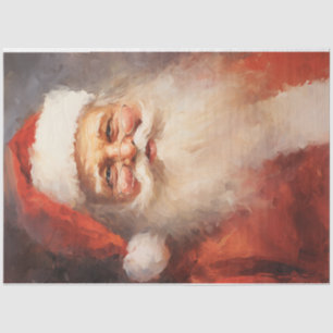 Papel De Seda Clásico de acuarela Santa Claus sonriente gorra ro