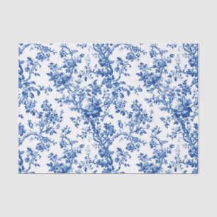 Papel de seda clásico de flores azules para jardín